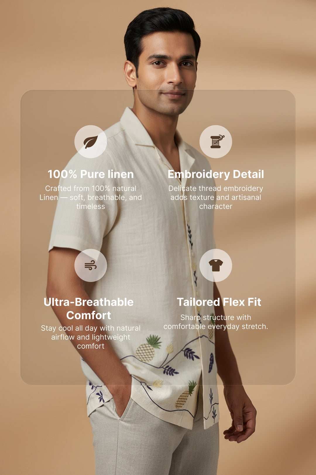 Pinora — Pineapple Embroidered Linen Shirt