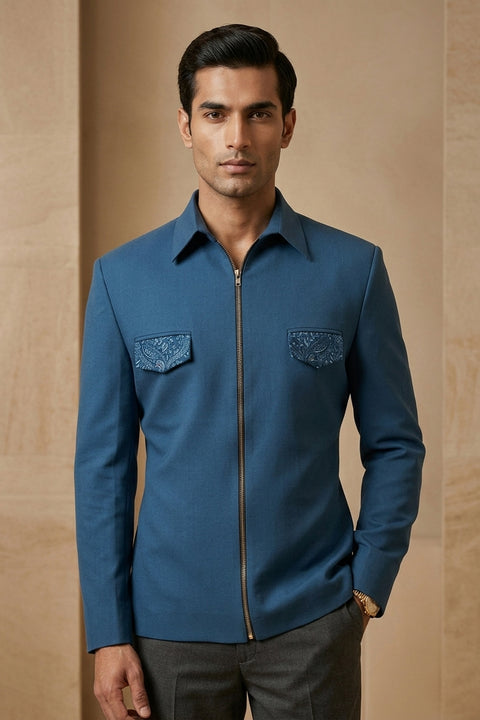 Monaco Blue — Midnight Blue 4-Way Stretch Shacket