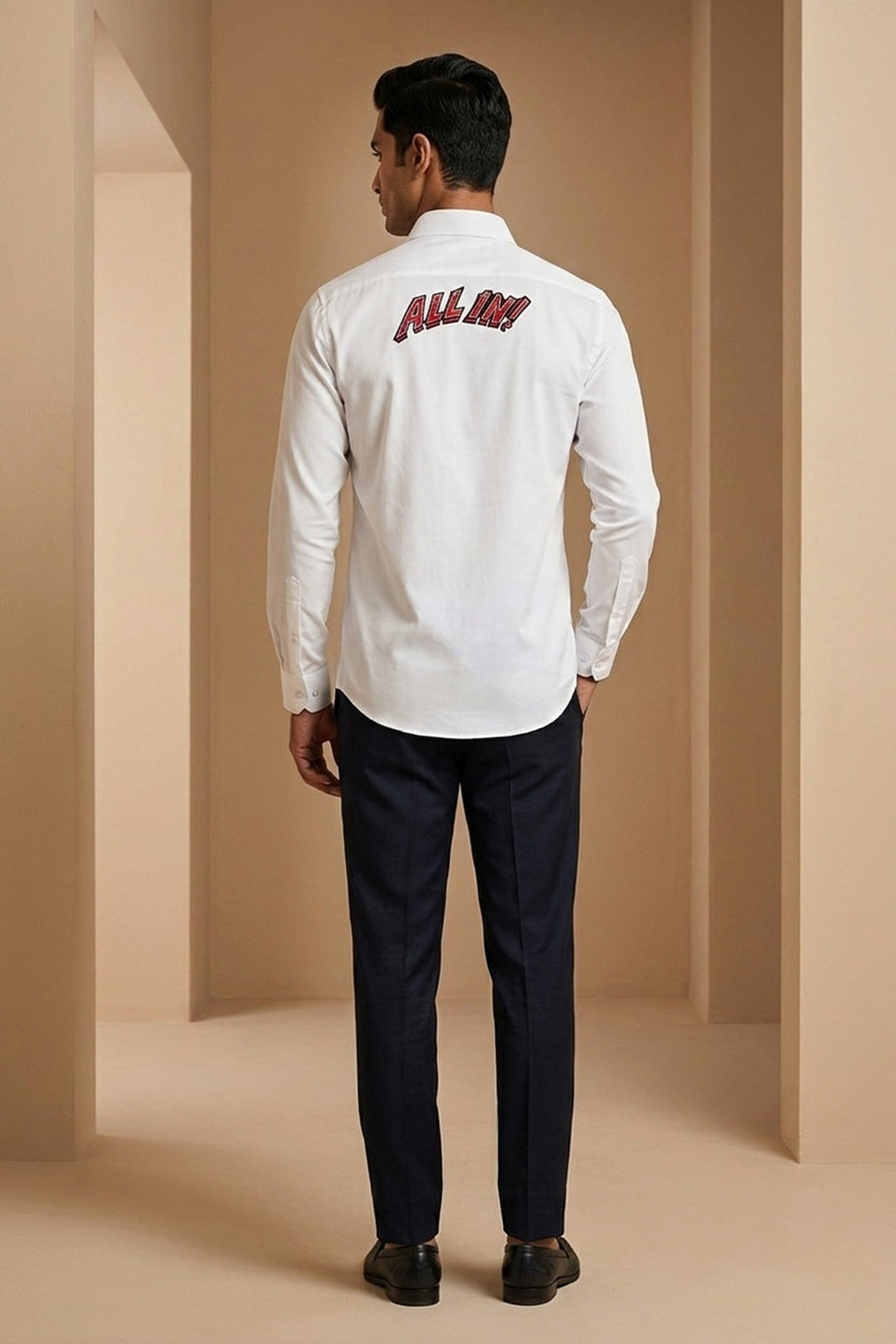 Ace — White Thread Embroidered British Fabric Shirt