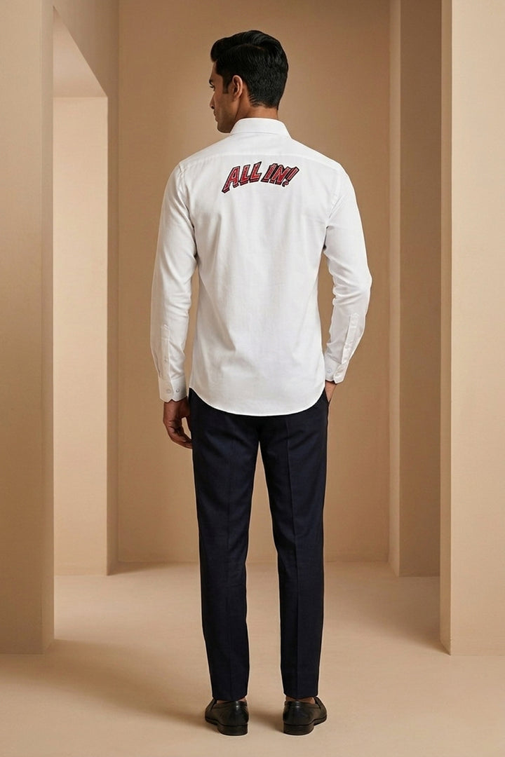 Ace — White Thread Embroidered British Fabric Shirt