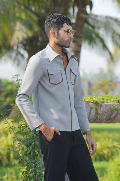 Laynox — Distorted Grey 4-Way Stretch Shacket