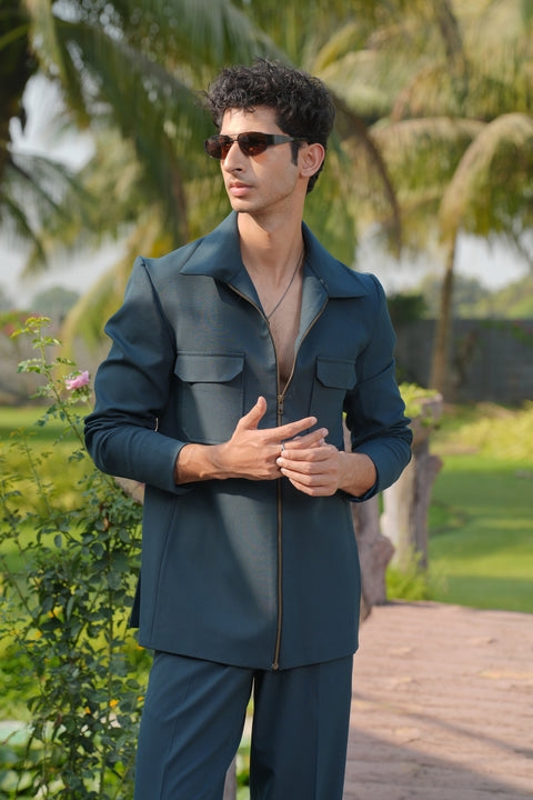 Strukt — Deep Teal 4-Way Stretch Shacket