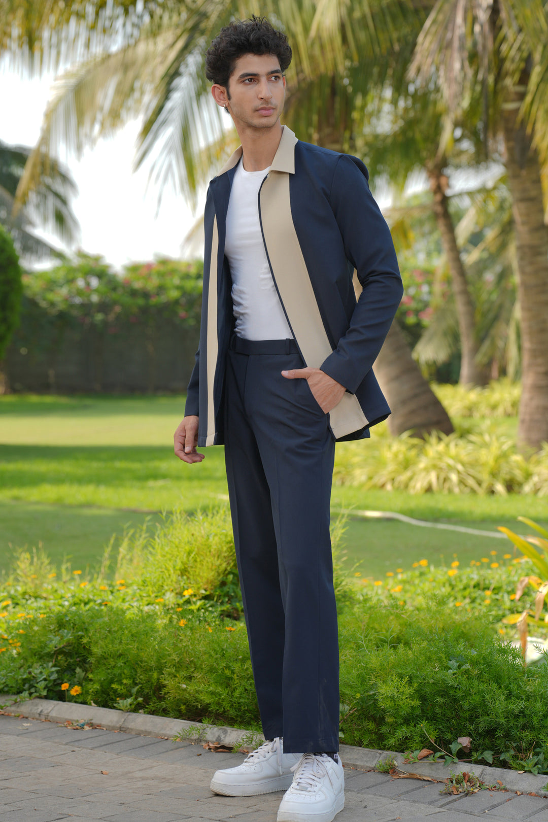 Duo Draft — Navy Blue 4-Way Stretch Shacket
