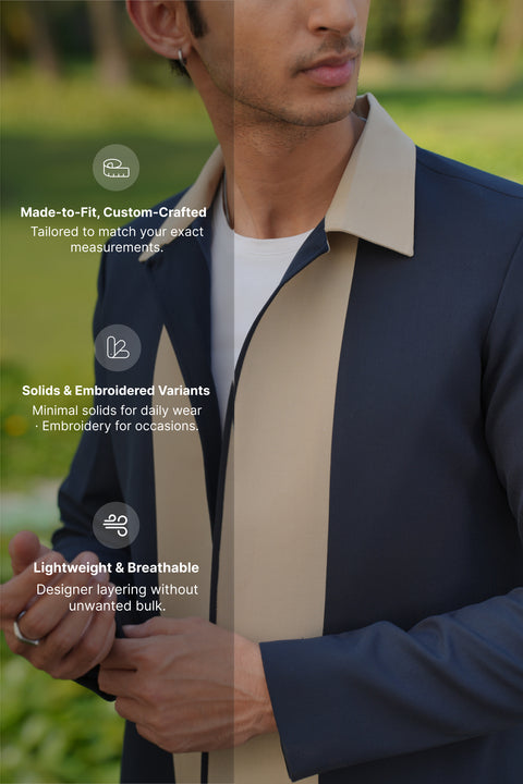Duo Draft — Navy Blue 4-Way Stretch Shacket