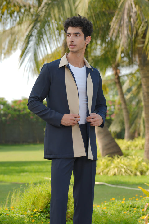 Duo Draft — Navy Blue 4-Way Stretch Shacket