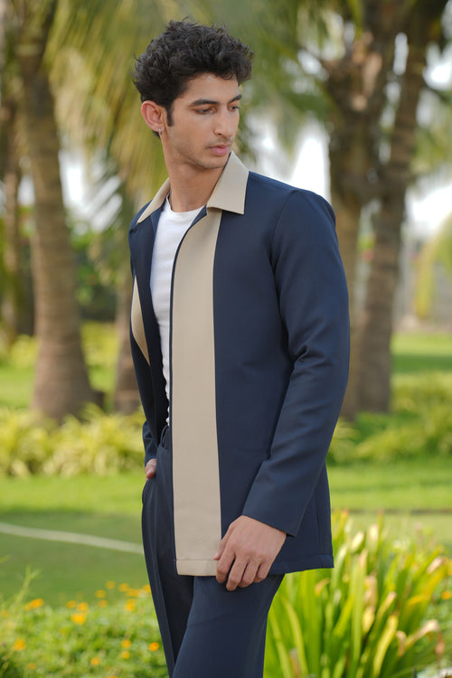 Duo Draft — Navy Blue 4-Way Stretch Shacket