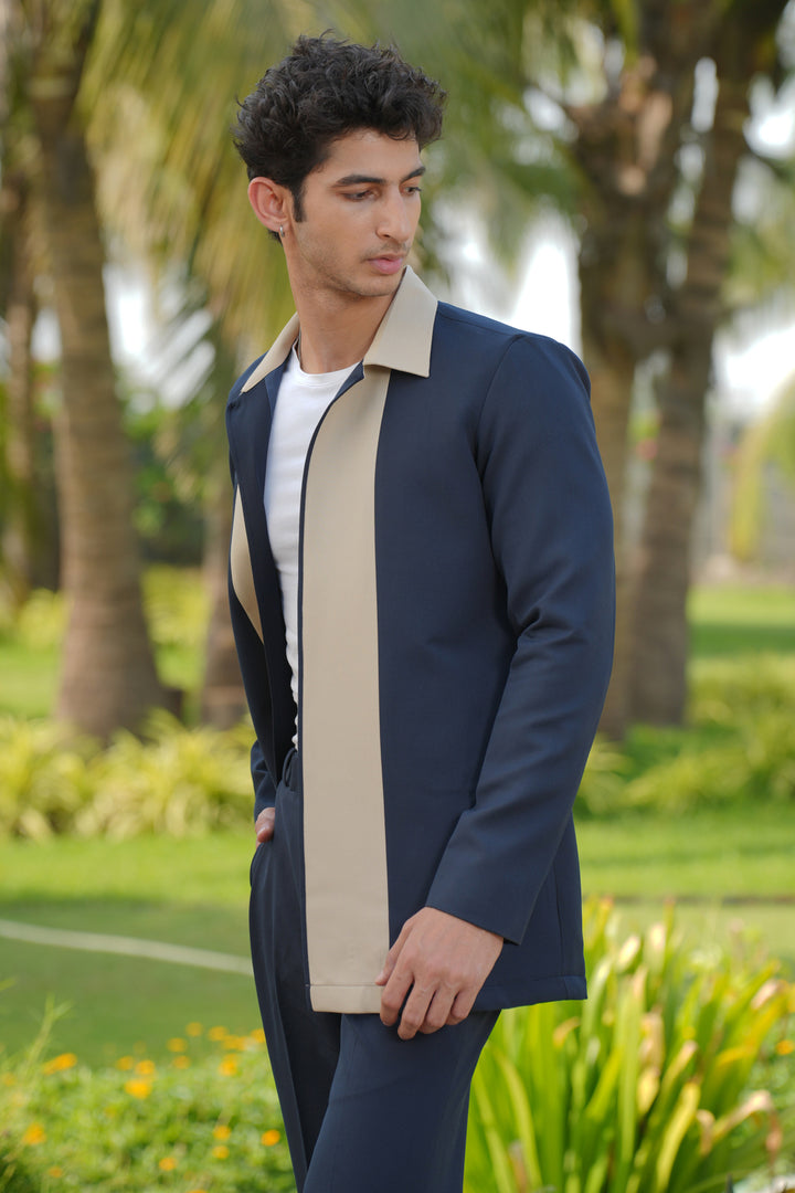 Duo Draft — Navy Blue 4-Way Stretch Shacket