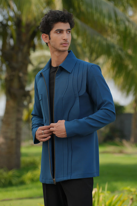 Sleek — Teal Blue 4-Way Stretch Shacket