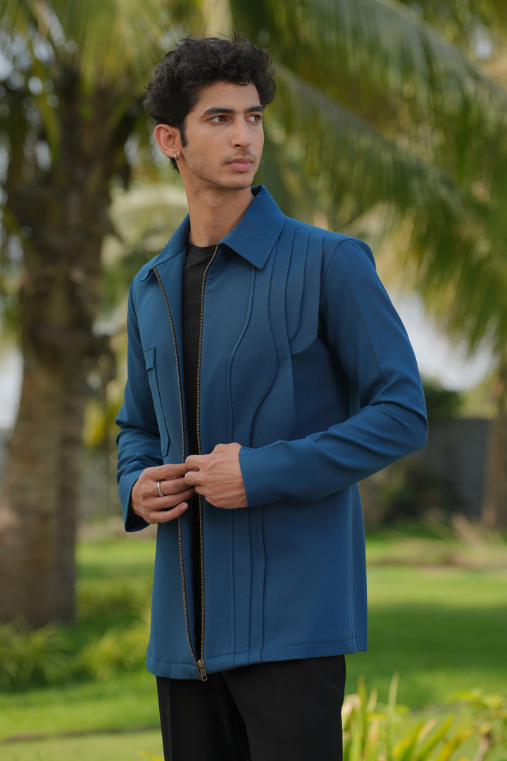 Sleek — Teal Blue 4-Way Stretch Shacket