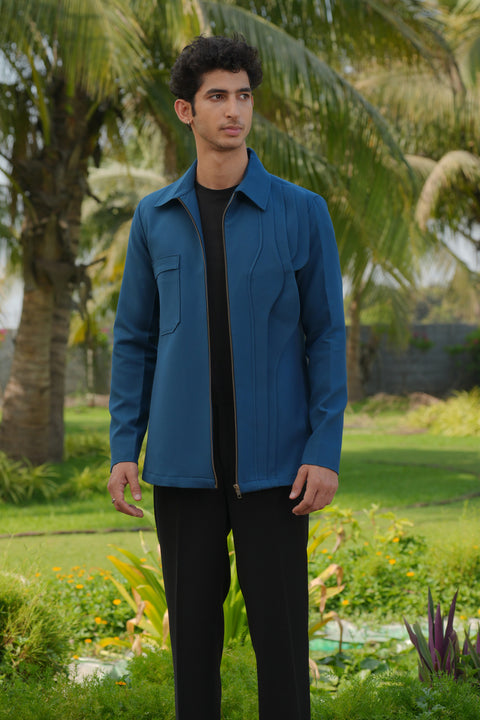 Sleek — Teal Blue 4-Way Stretch Shacket