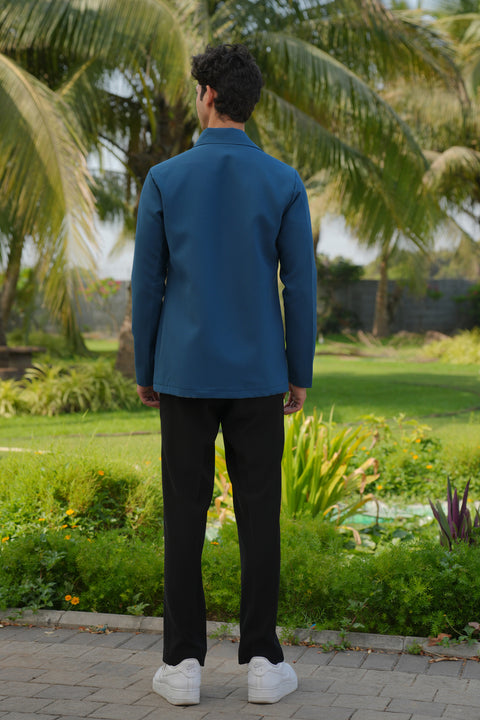 Sleek — Teal Blue 4-Way Stretch Shacket