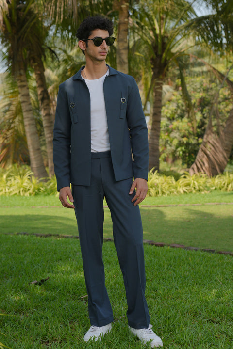 Gridon — Dark Grey 4-Way Stretch Shacket