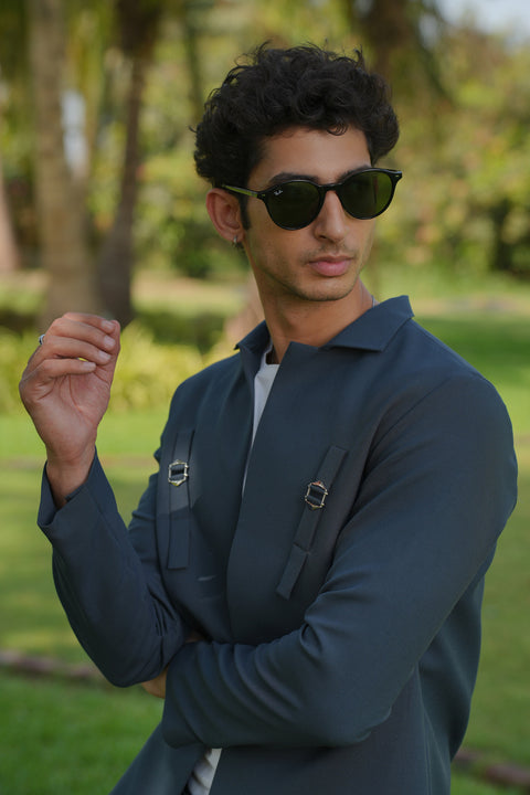 Gridon — Dark Grey 4-Way Stretch Shacket