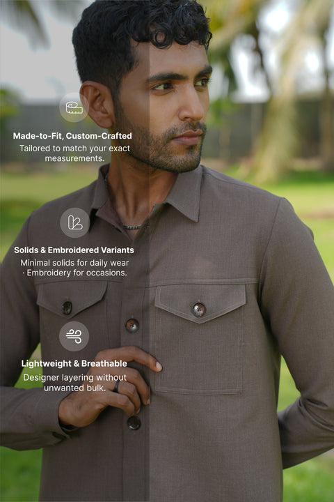 Azure — Brown 4-Way Stretch Shacket