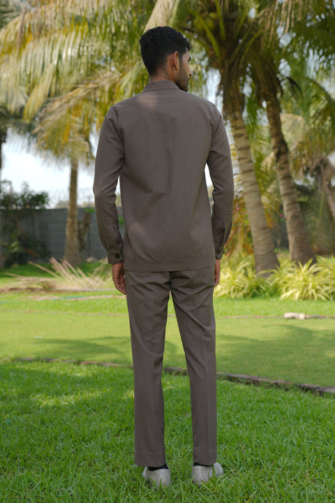 Azure — Brown 4-Way Stretch Shacket