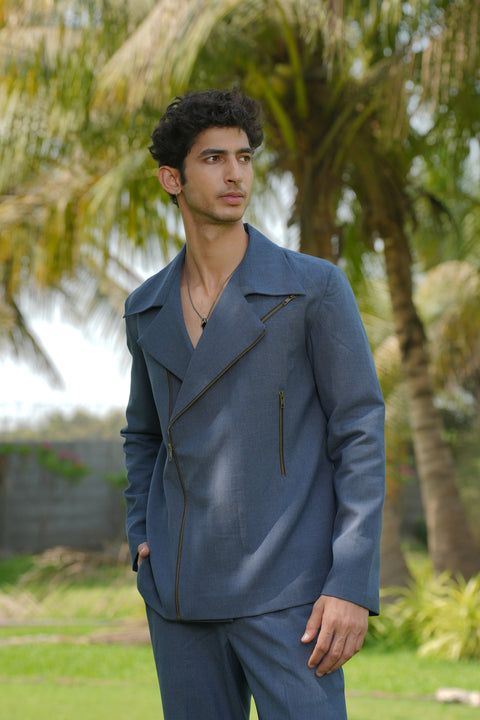 Nebula Verge — Denim Blue 4-Way Stretch Shacket
