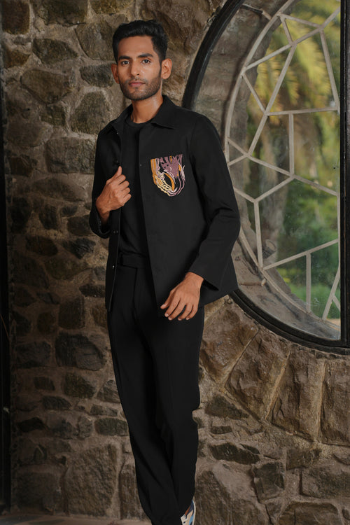 Stirrup — Black British Fabric Shacket