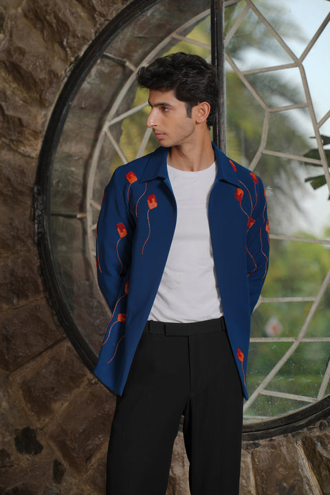Torque — Teal Blue British Fabric Shacket