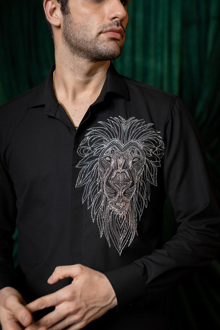 Noir King — Black Thread Embroidered Premium Shirt