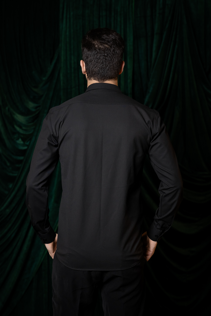 Noir King — Black Thread Embroidered Premium Shirt