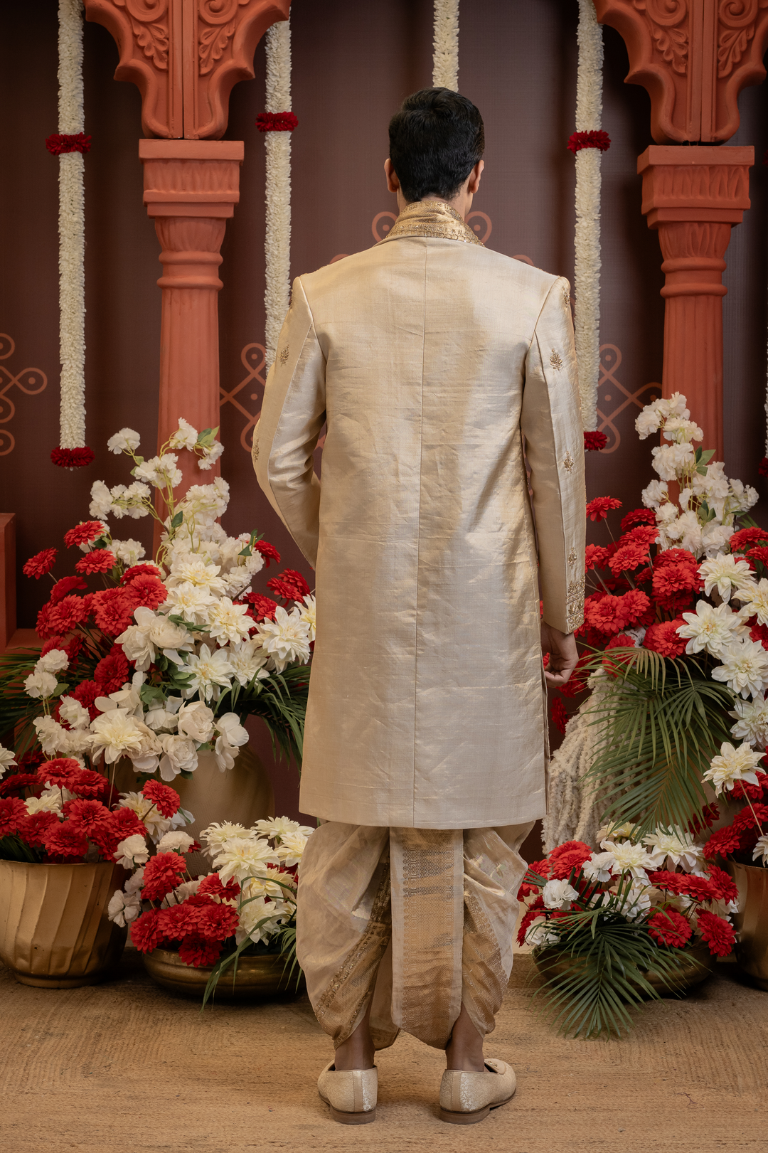 Swarnim — Dense Gold Hand Zardozi Embroidered Double Pure Tissue Sherwani