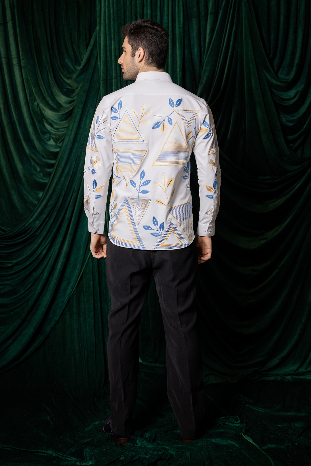 Alabaster — White Thread Embroidered 4-Way Stretch Shirt