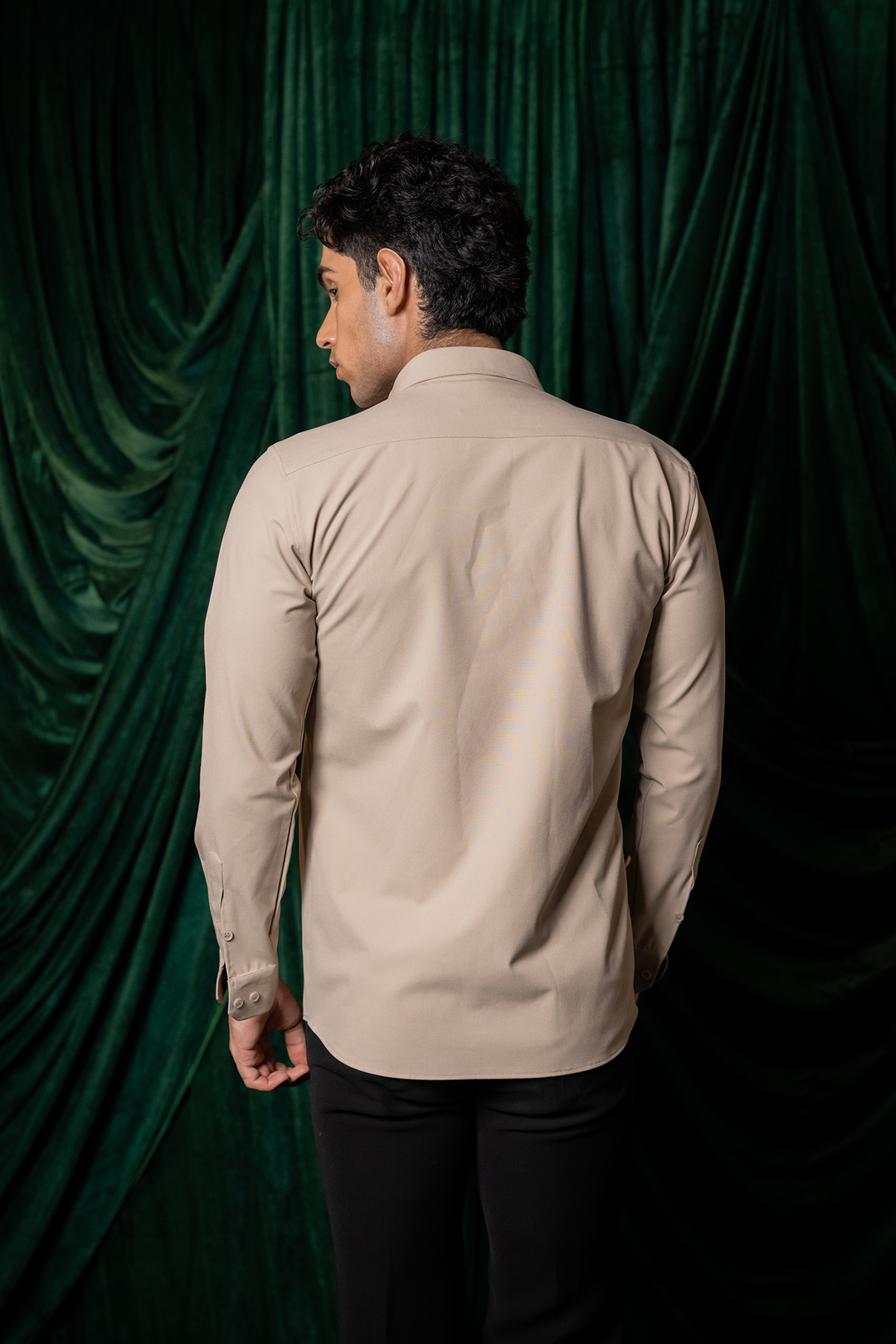 Lattice — Beige Thread Embroidered Armani Fabric Shirt