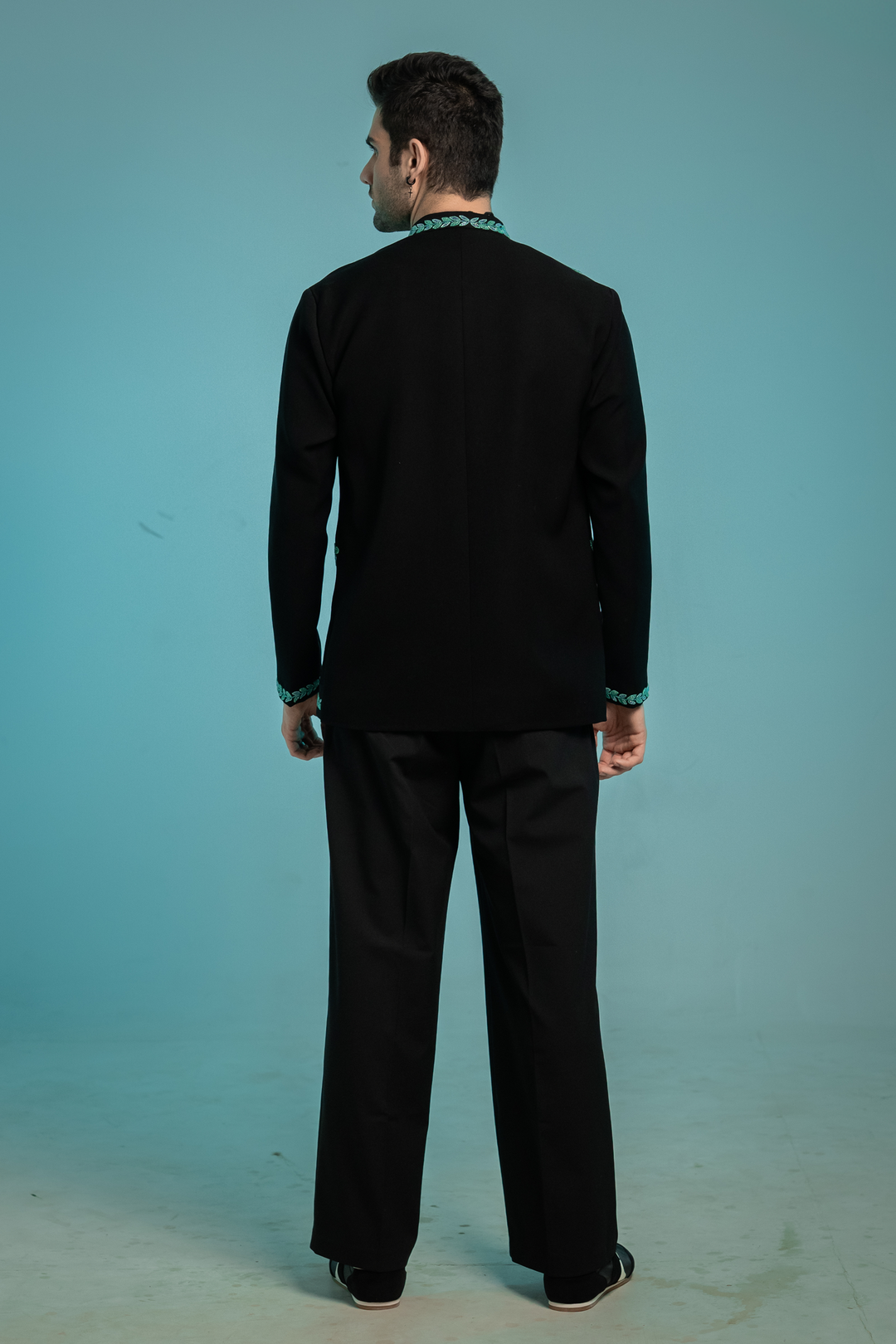 Aegean — Teal Hand Embroidered Armani Fabric Shacket