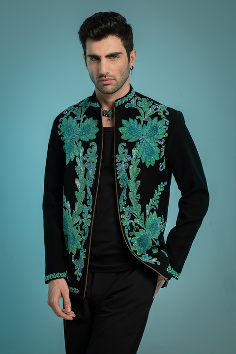 Turqelle — Teal Hand Embroidered Premium Indo-Western