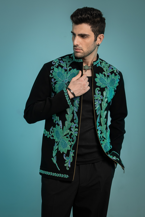 Turqelle — Teal Hand Embroidered Premium Indo-Western