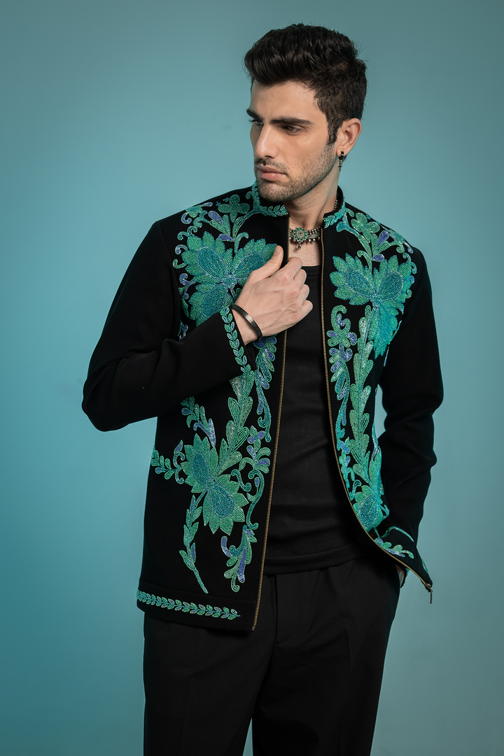 Turqelle — Teal Hand Embroidered Premium Indo-Western