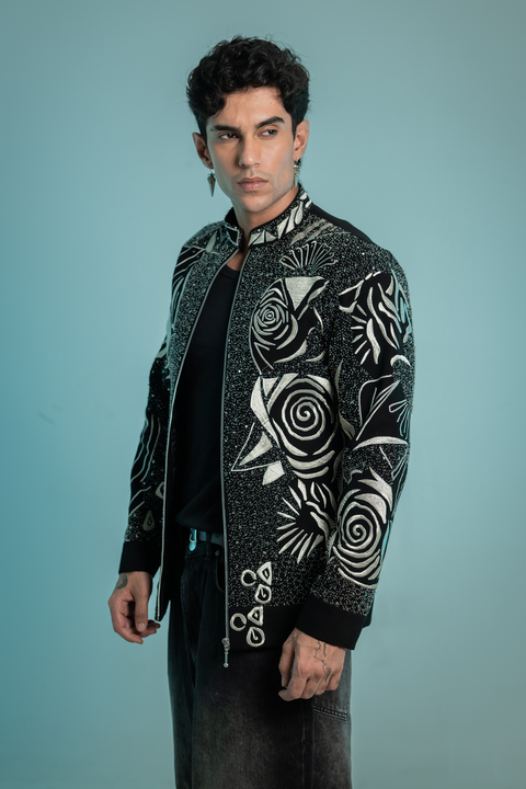Aster — Black Thread Embroidered Armani Fabric Shacket