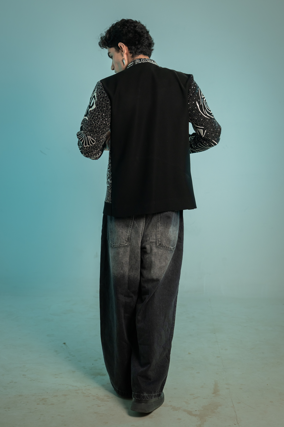 Aster — Black Thread Embroidered Armani Fabric Shacket