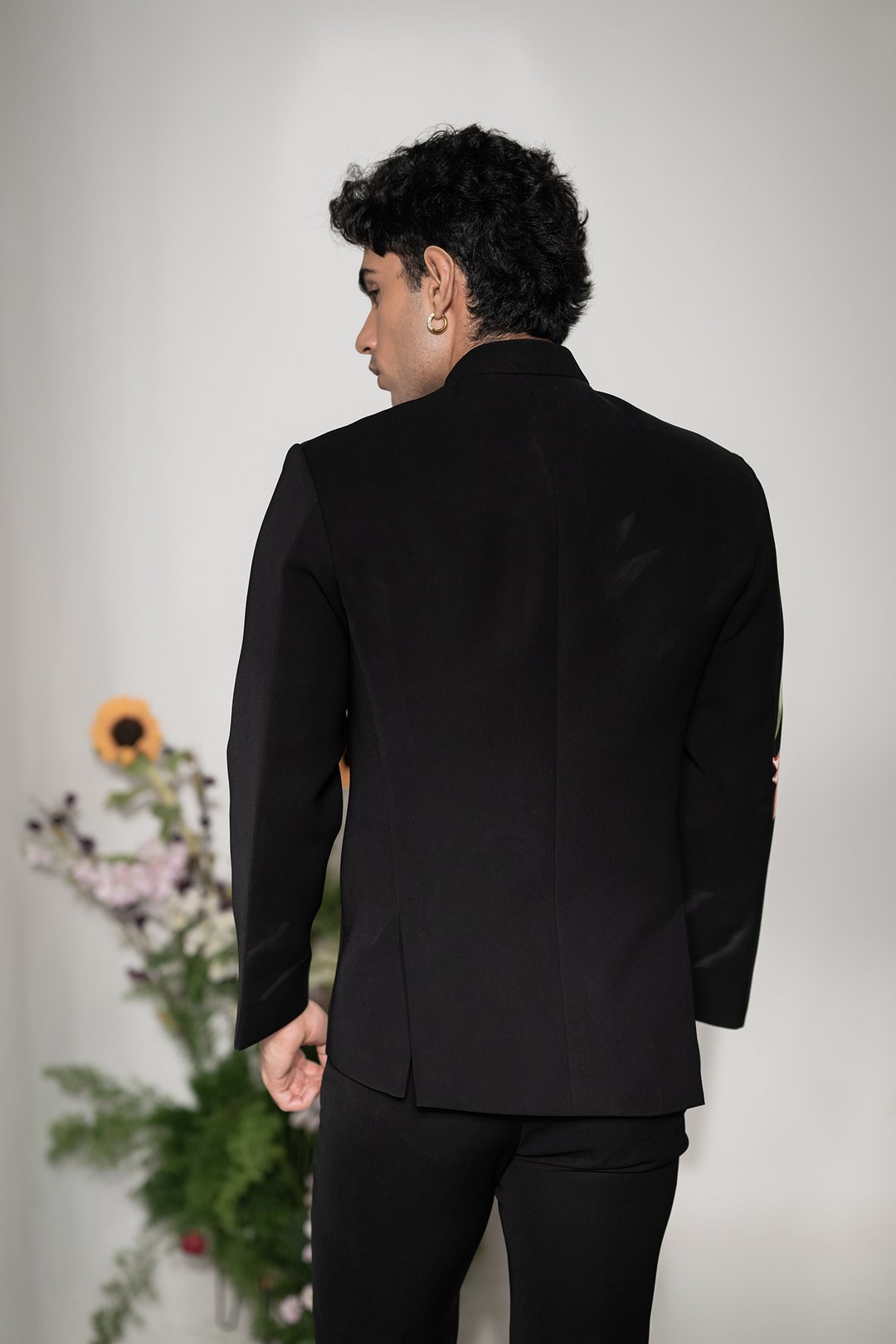Liora — Black Embroidered Armani Fabric Bandhgala