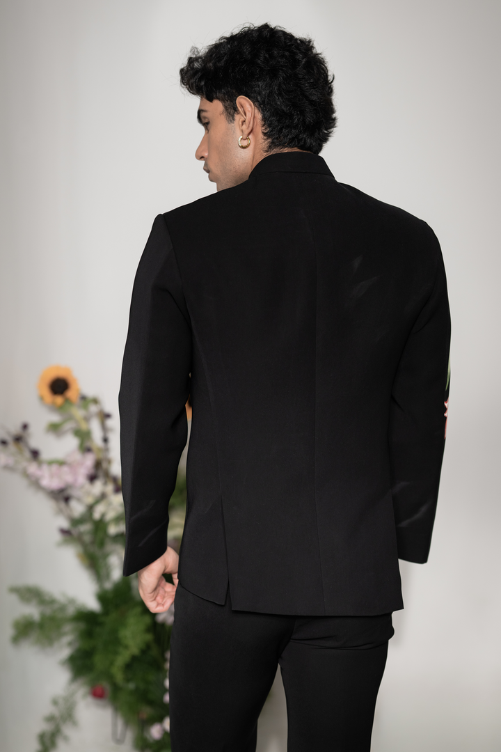 Liora — Black Hand Painted Armani Fabric Bandhgala