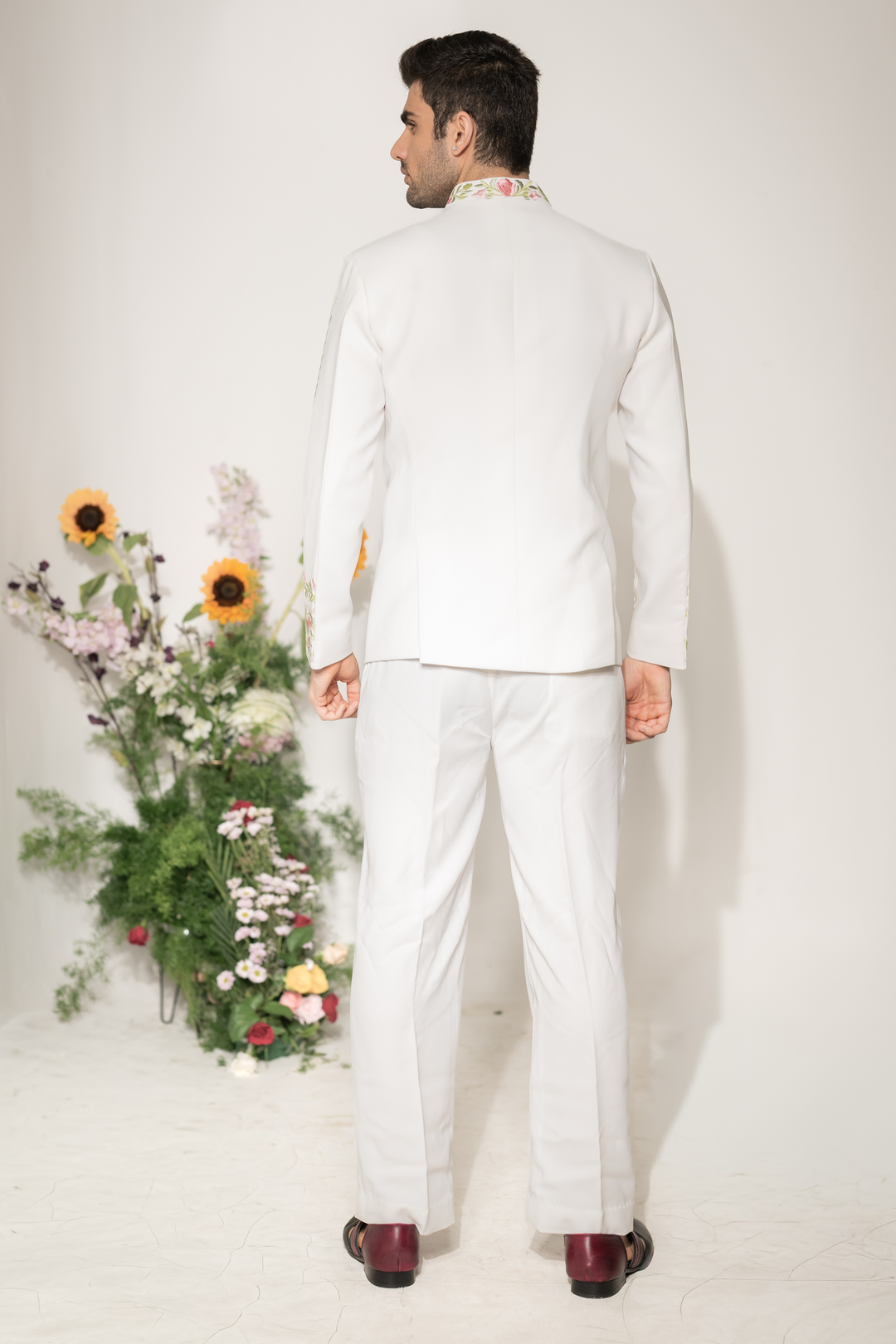 Shehnaz — Ivory Thread Embroidered Armani Fabric Bandhgala