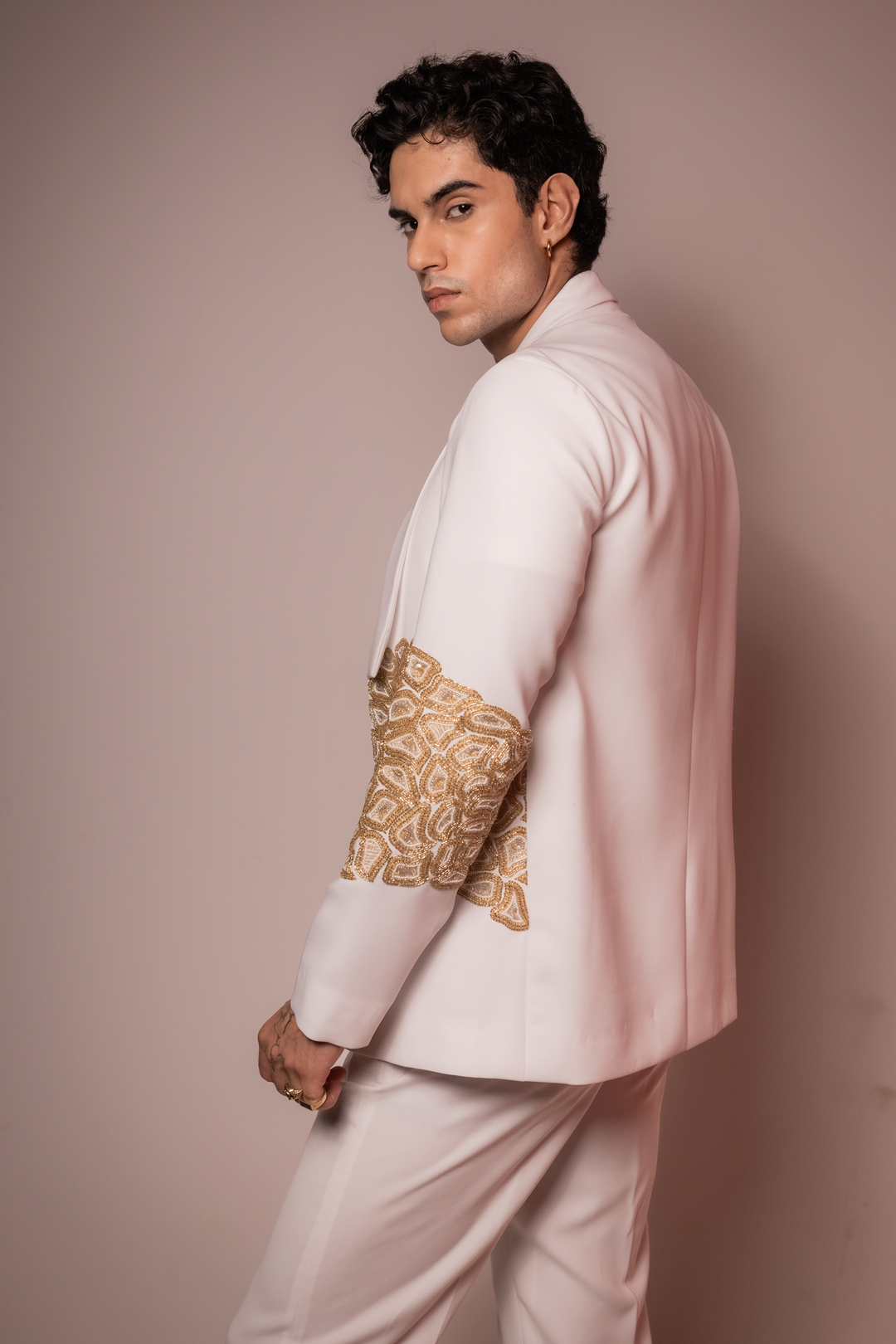 Ivory Loom — Ivory Hand Embroidered Armani Fabric Blazer