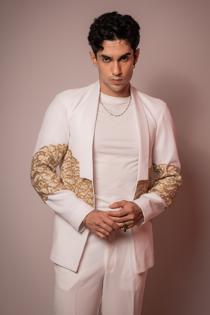 Ivory Loom — Ivory Hand Embroidered Armani Fabric Blazer