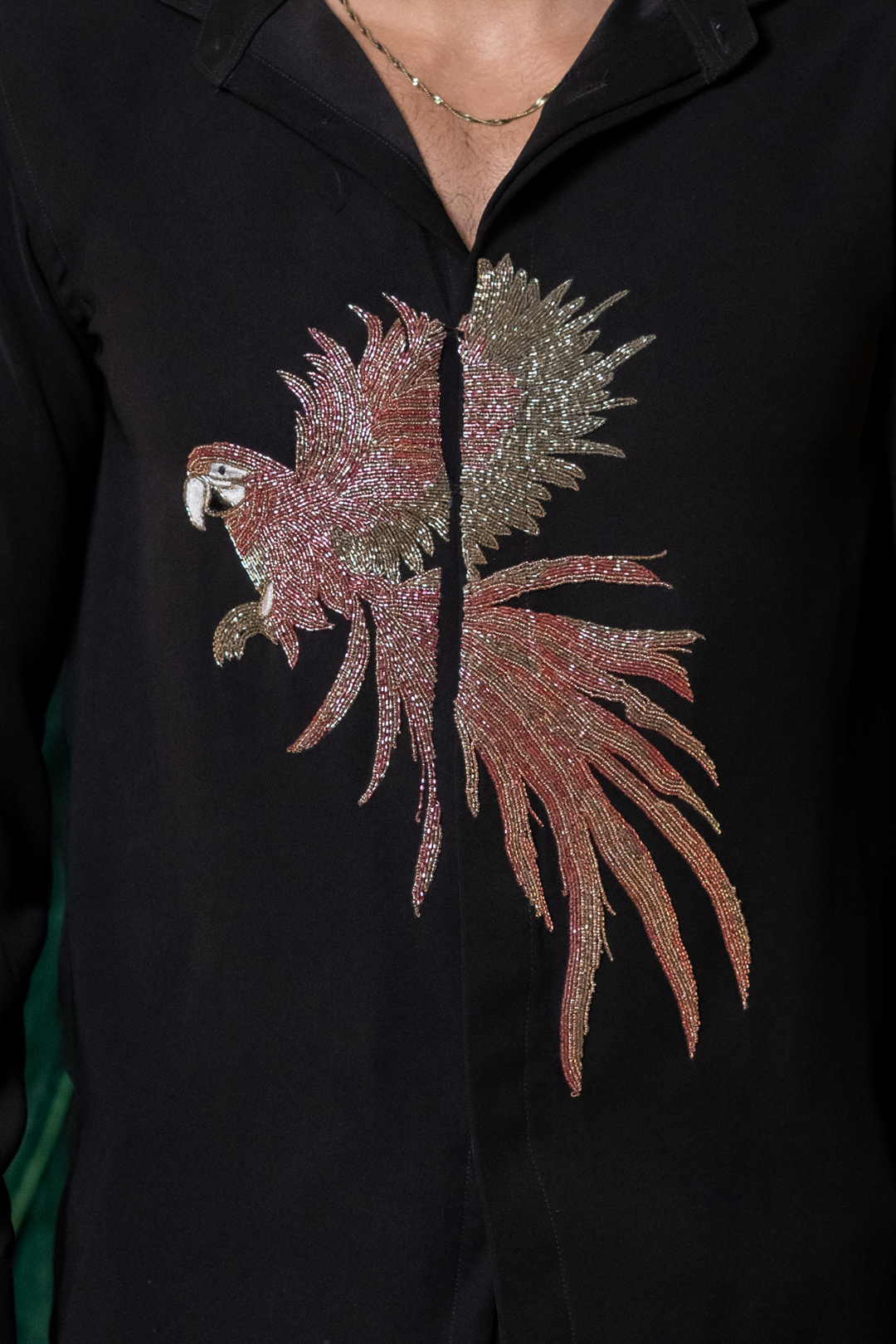 Marquee — Black Hand Embroidered Armani Fabric Shirt