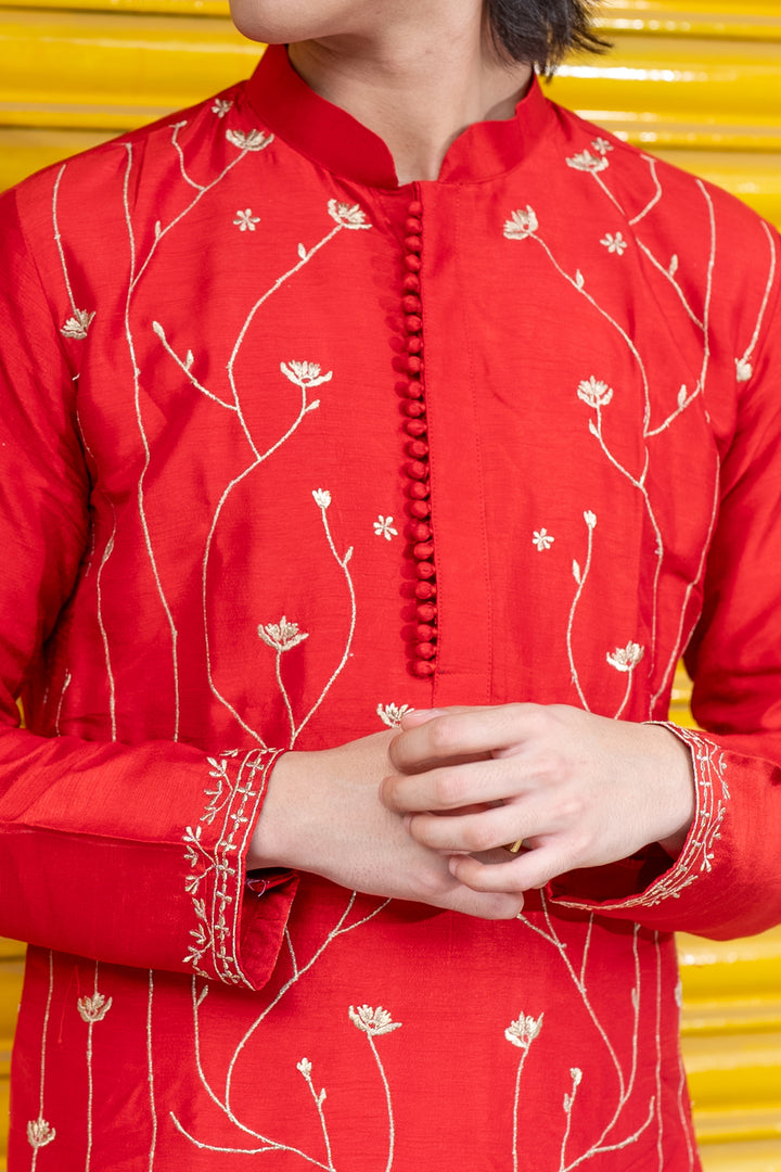 Gulmohar — Raw Silk Embroidered Kurta