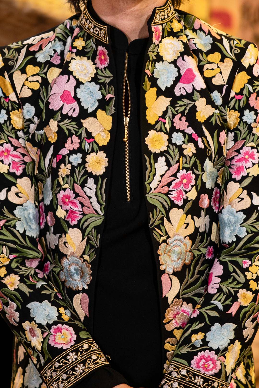 Florenza — Black Embroidered Armani Fabric Bandhgala