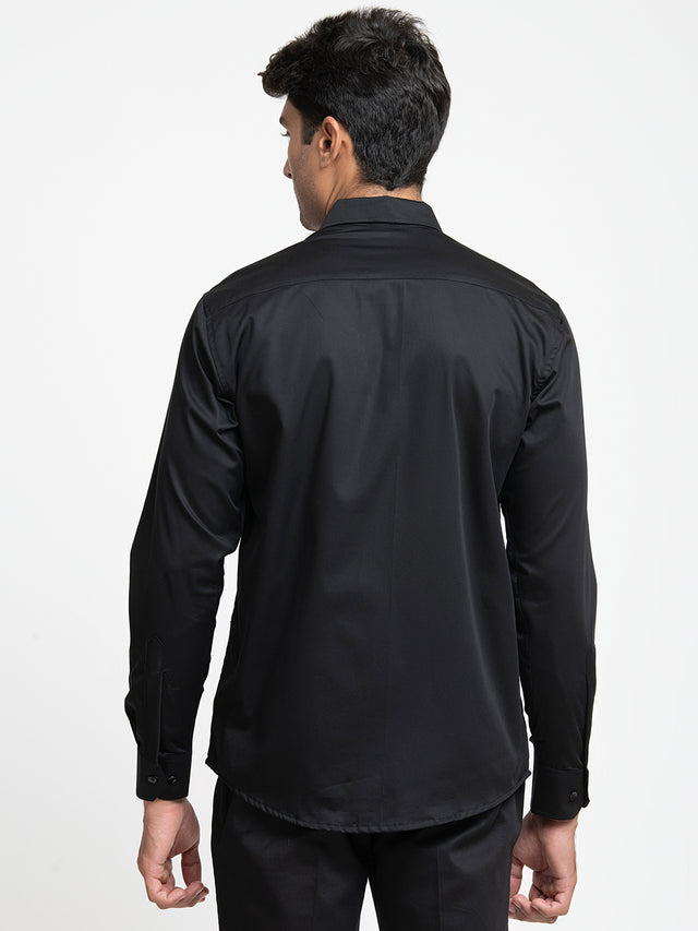 Amor — Black Hand Embroidered Giza Cotton Shirt