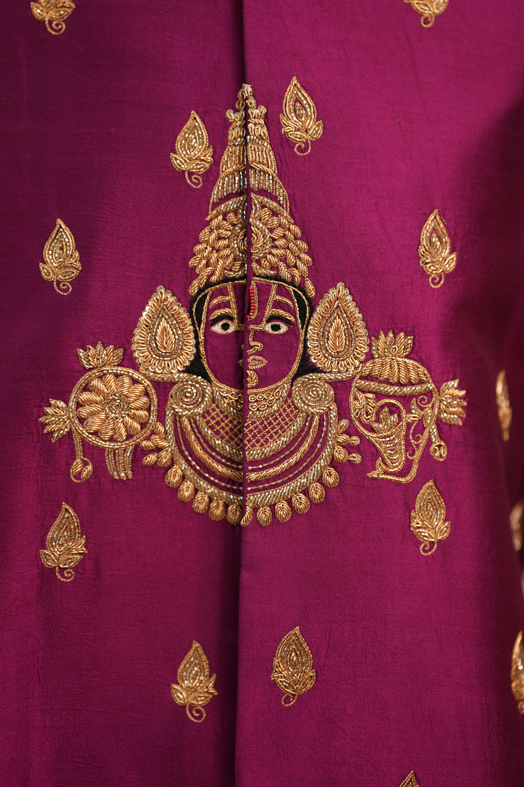 Perumal — Deep Purple Perumal Hand Zardozi Embroidered Dupion Silk Sherwani