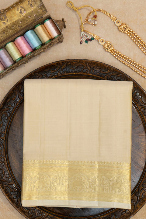 Mahin — Cream Gold Heirloom Raghukula Pattu Silk Fabric