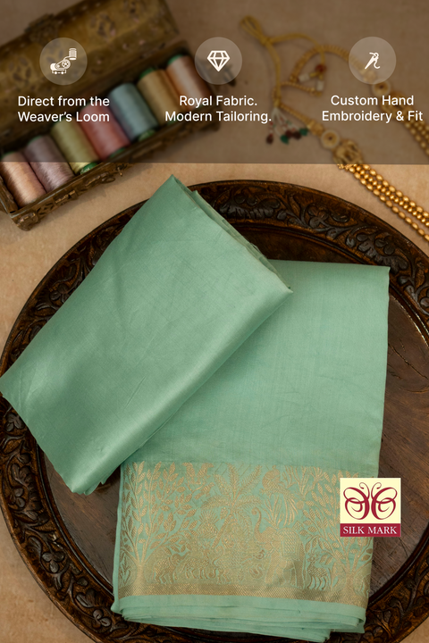 Harita — Green Raghukula Pattu Silk Fabric