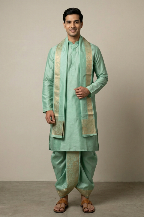 Harita — Green Raghukula Pattu Silk Fabric