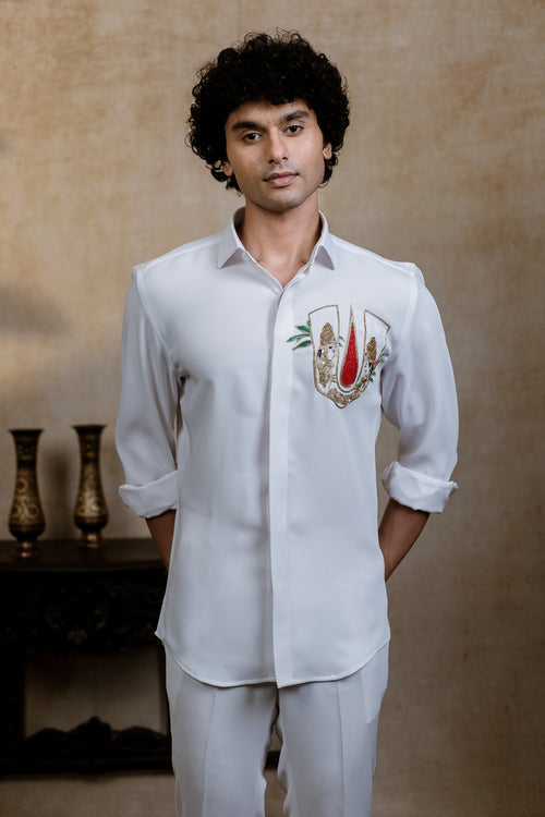 Sri Vari Sutra — Armani White Hand Embroidered Utsav Luxe Shirt