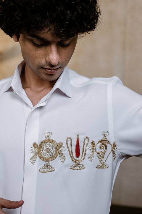 Kanaka Murti — Armani White Hand Embroidered Utsav Luxe Shirt