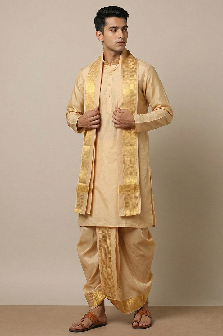 Hiranya — Premium Gold Raghukula Pattu Silk Fabric