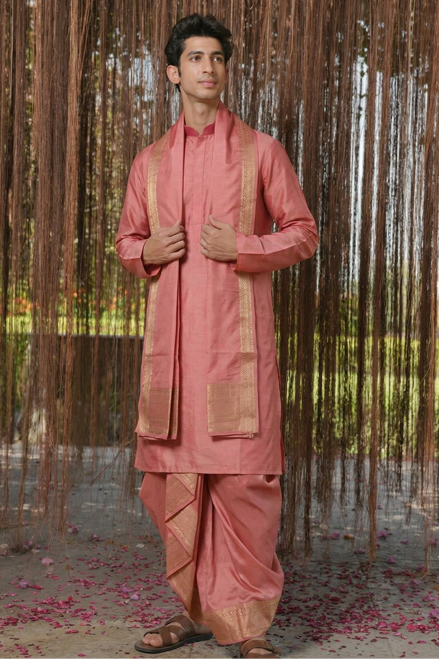 Kusuma — Floral Blush Raghukula Pattu Silk Fabric